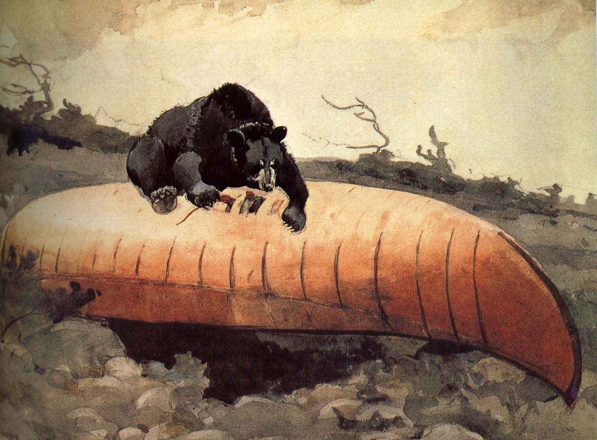 Winslow Homer Black Bear and Canoe